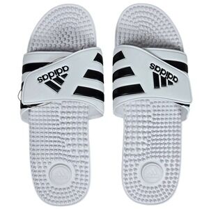 Adidas Adissage Slides Sandals Mens Size 17 White Black Sport Comfort Athletic